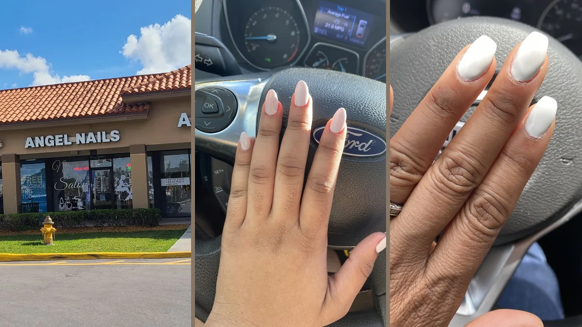 Nail salon workstations with manicure tools